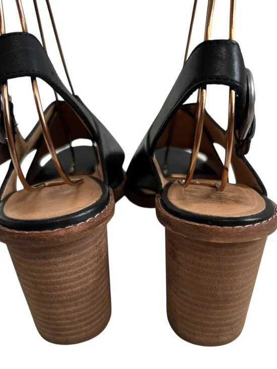 Madewell The Ruthie sandals black leather criss cross ankle strap high heel 9 - Picture 4 of 12